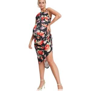 ASOS DESIGN Maternity Floral Cowl Neck Midi Dress Size 16 Plus